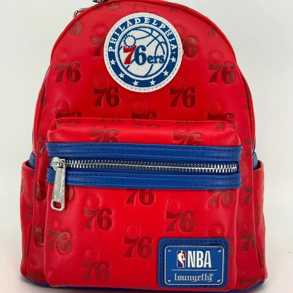NEW! Loungefly NBA Philadelphia 76ers Debossed Logo Mini Backpack E12 - Picture 5 of 8